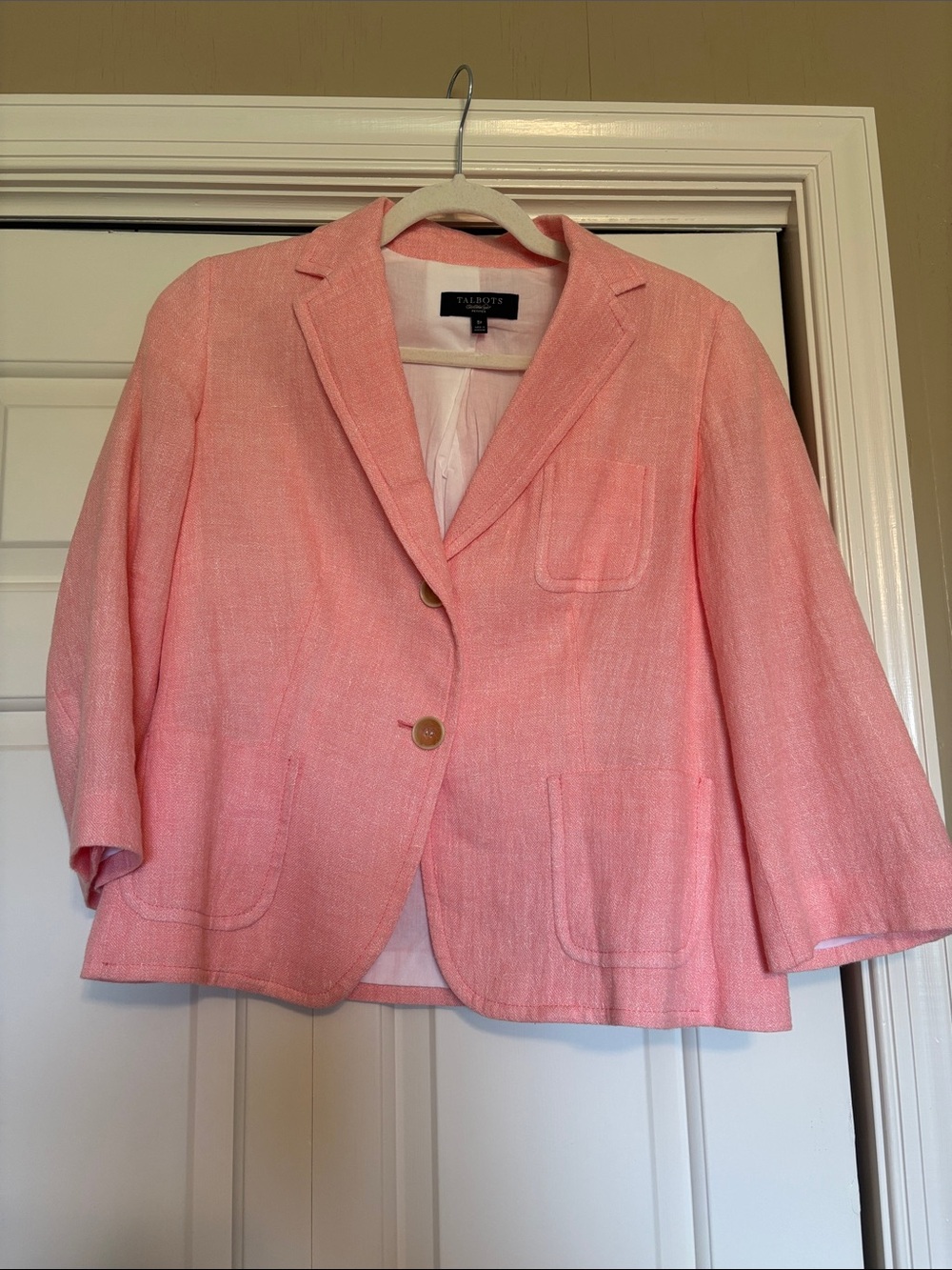 Talbots Coral-Pink Cropped Blazer Jacket